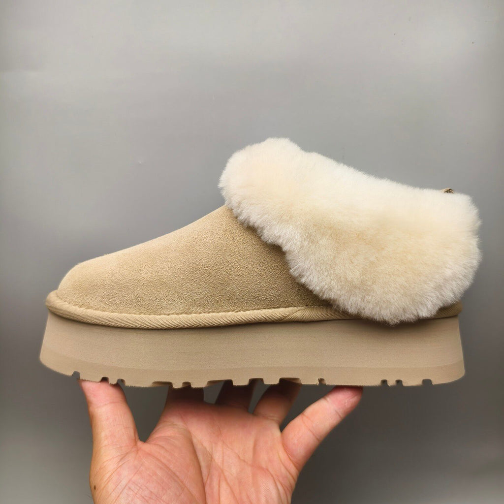 1393 Sand Suede-Effect Platform Slip-On Shoes
