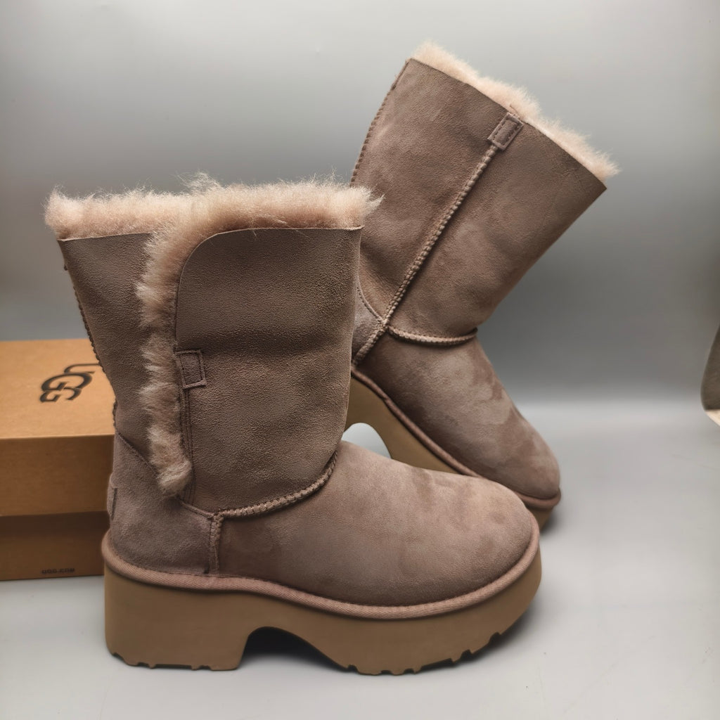 1533 Walnut Brown Women's Platform Wedge Mid-Calf Boots