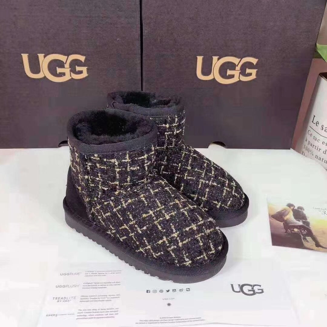 5854 Chic Black Kids' Winter Boots