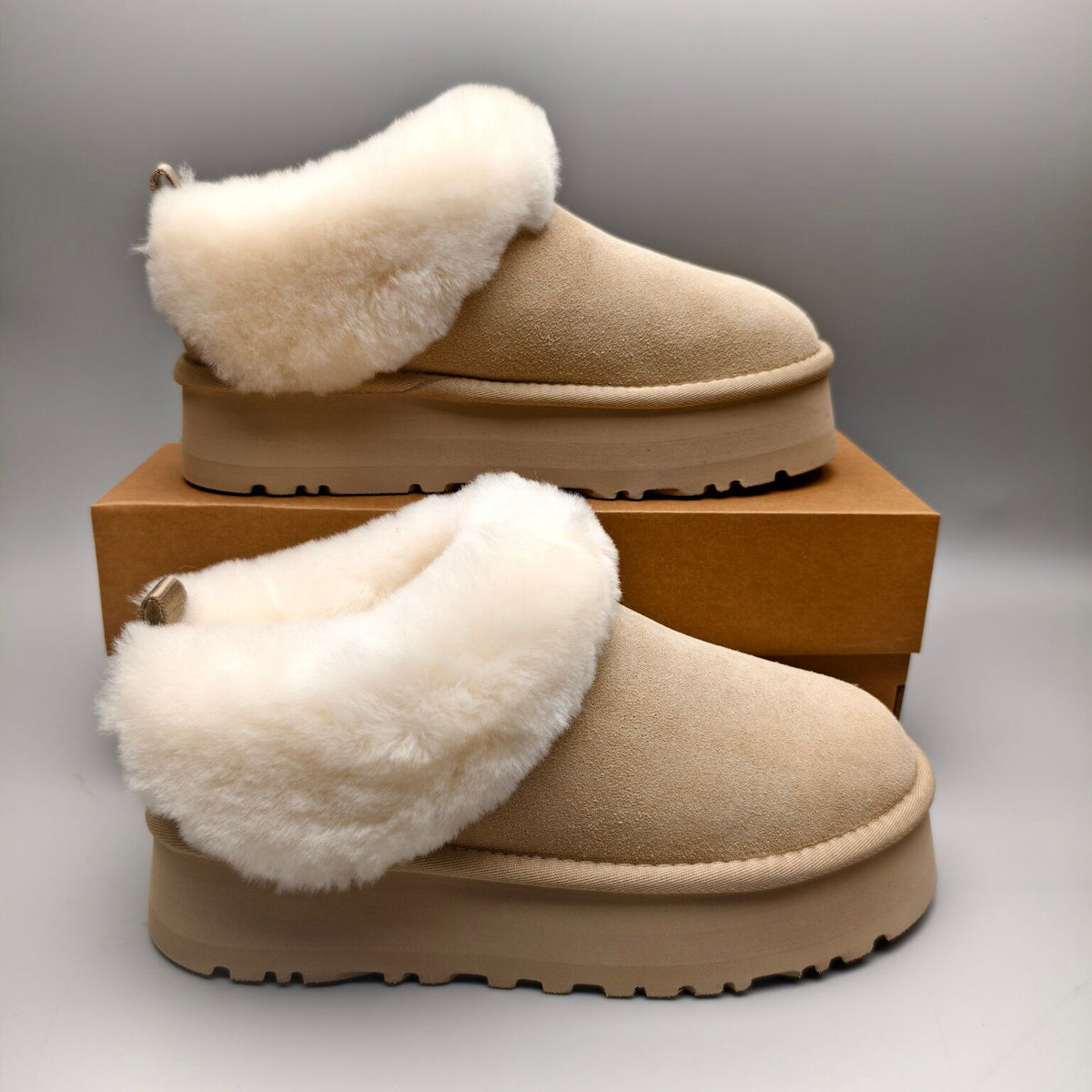 1393 Sand Suede-Effect Platform Slip-On Shoes