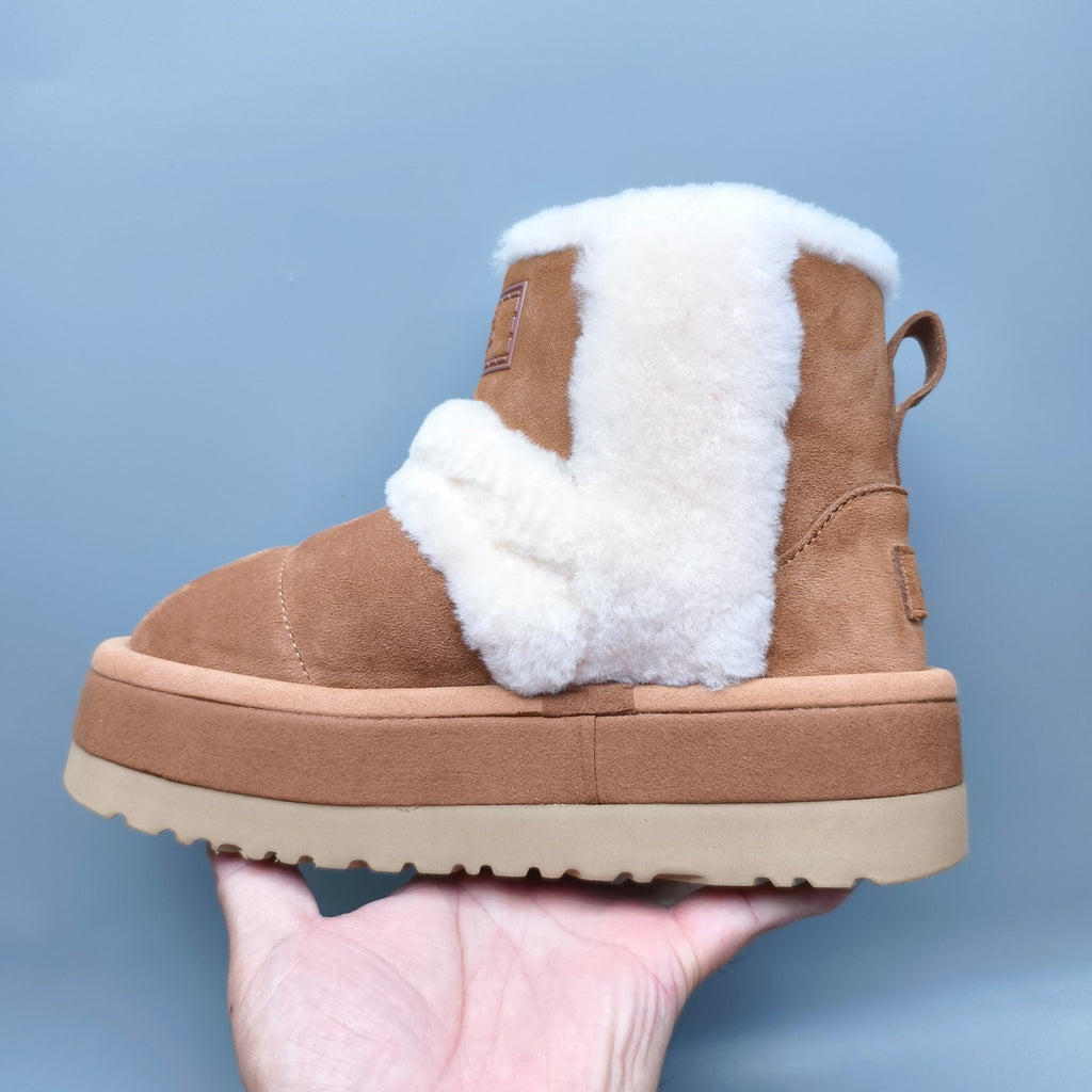 3316 Chestnut Caterpillar-Inspired Platform Mid-Top Casual Shoes