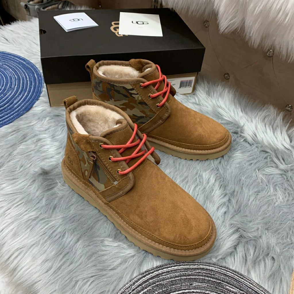 4193 Chestnut Men's Color-Block Camouflage Shoes