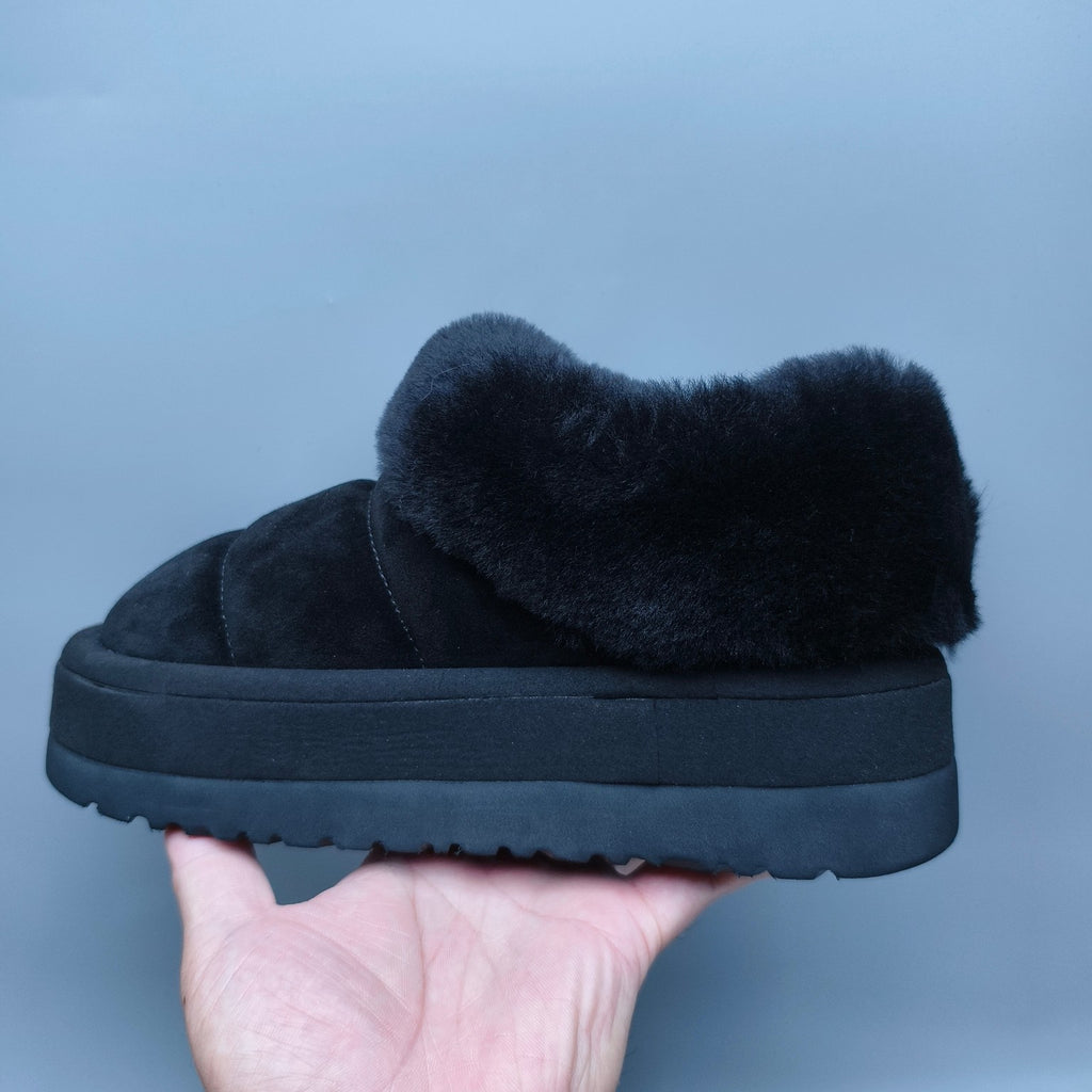 6390 Black Platform Slip-On Casual Shoes