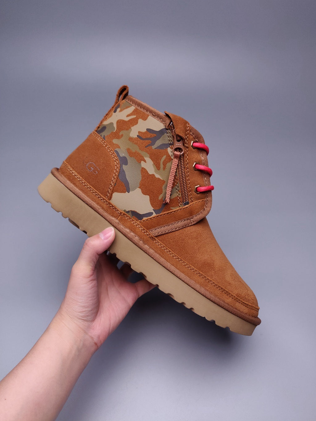 4193 Chestnut Men's Color-Block Camouflage Shoes