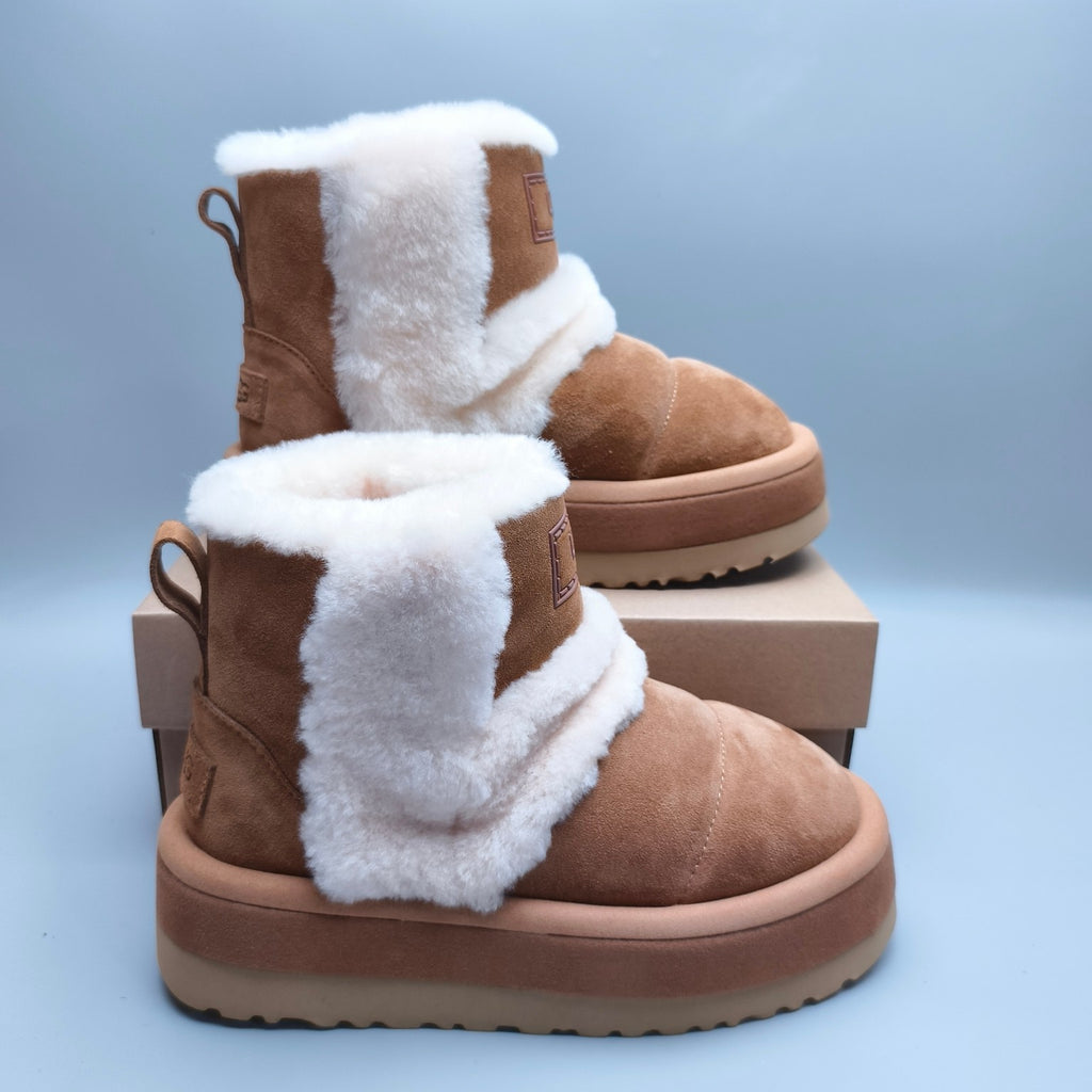 3316 Chestnut Caterpillar-Inspired Platform Mid-Top Casual Shoes
