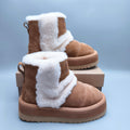 3316 Chestnut Caterpillar-Inspired Platform Mid-Top Casual Shoes