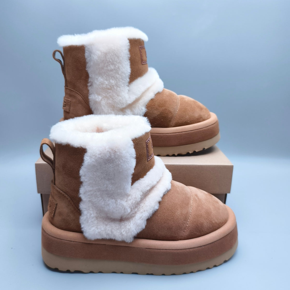 3316 Chestnut Caterpillar-Inspired Platform Mid-Top Casual Shoes