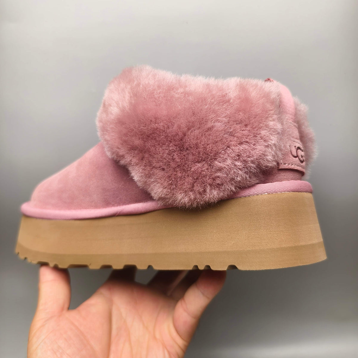 1393 Pink Suede-Effect Platform Slip-On Shoes