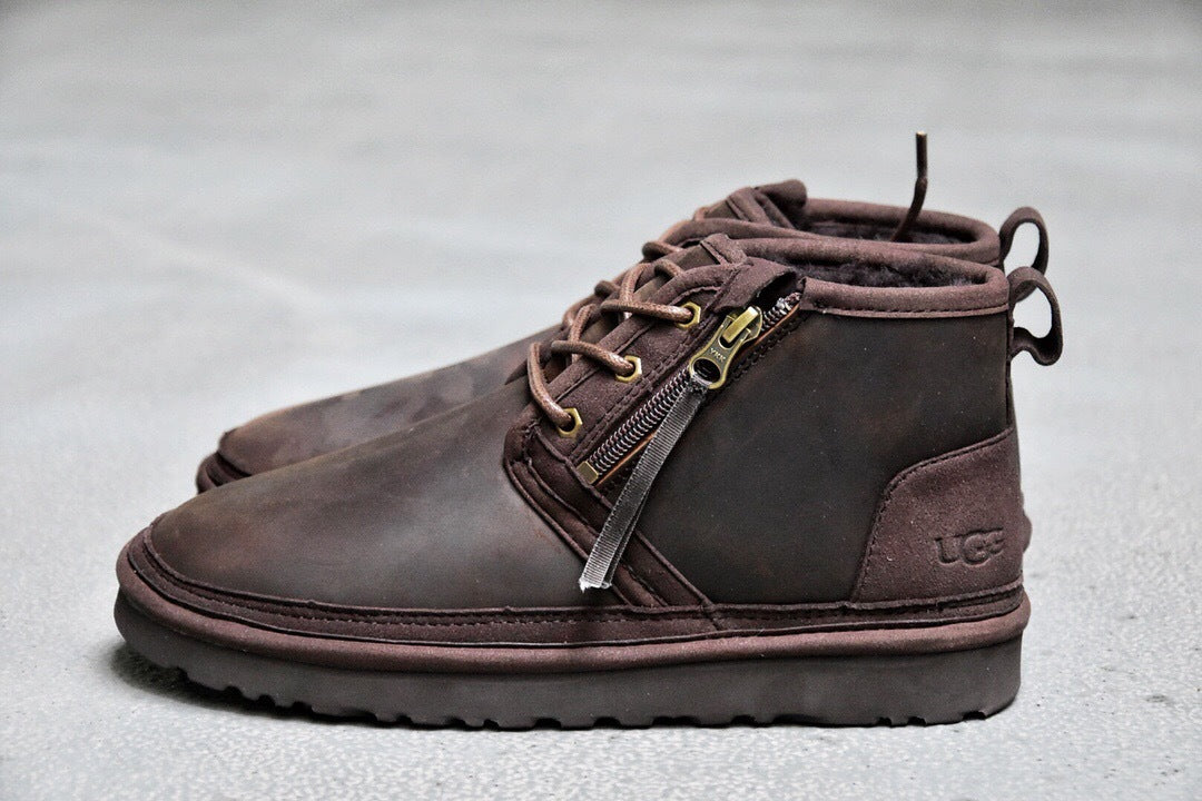 3883 Men's Crazy Horse Leather Zip-Up Shoes