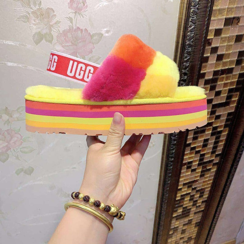3490 Yellow Color-Block Platform Sandals