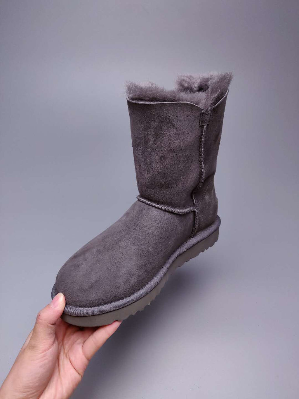 2480 Grey Side-Zip Mid-Calf Boots