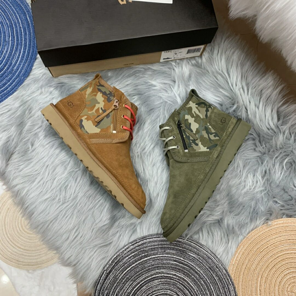 4193 Chestnut Men's Color-Block Camouflage Shoes