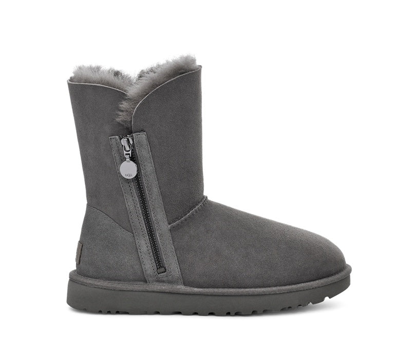 2480 Grey Side-Zip Mid-Calf Boots
