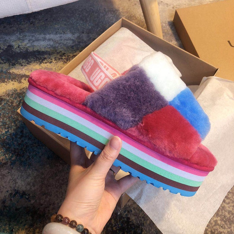 3490 Fuchsia Color-Block Platform Sandals