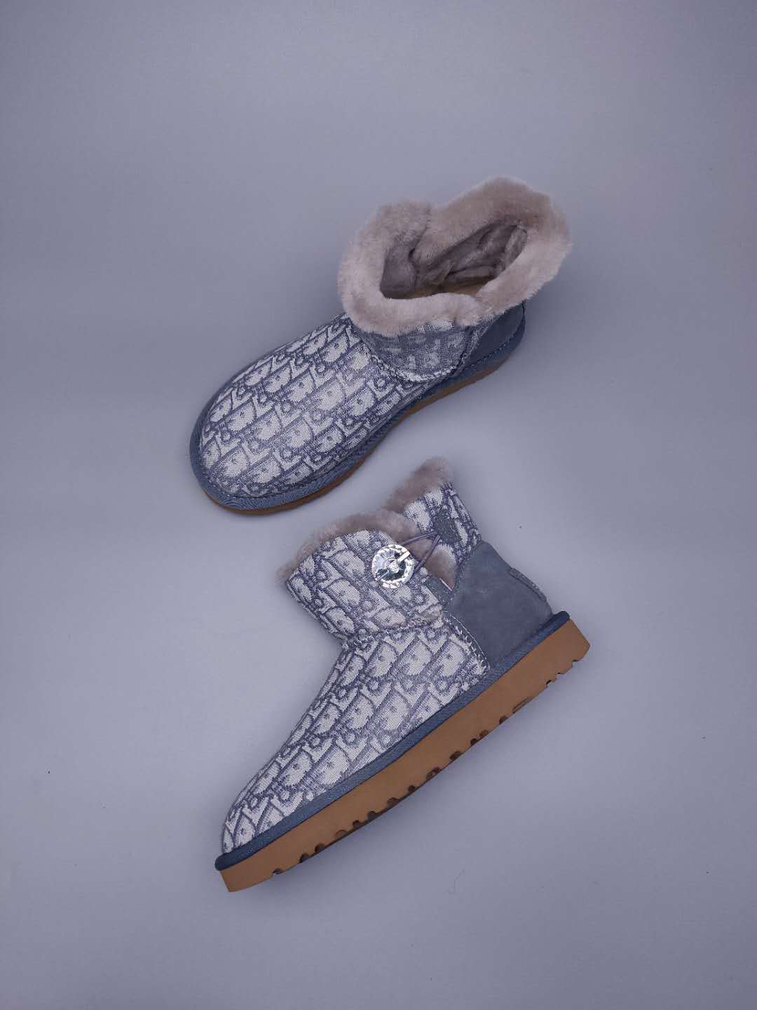 6554 Grey Fabric-Texture Shoes