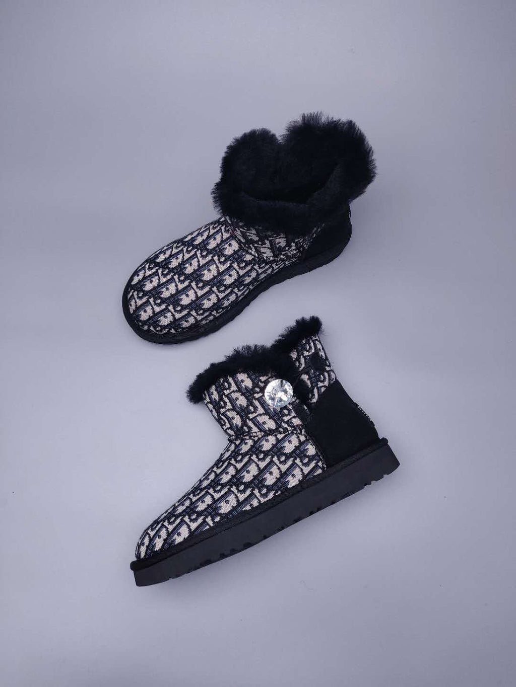 6554 Black Fabric-Texture Shoes