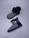 6554 Black Fabric-Texture Shoes