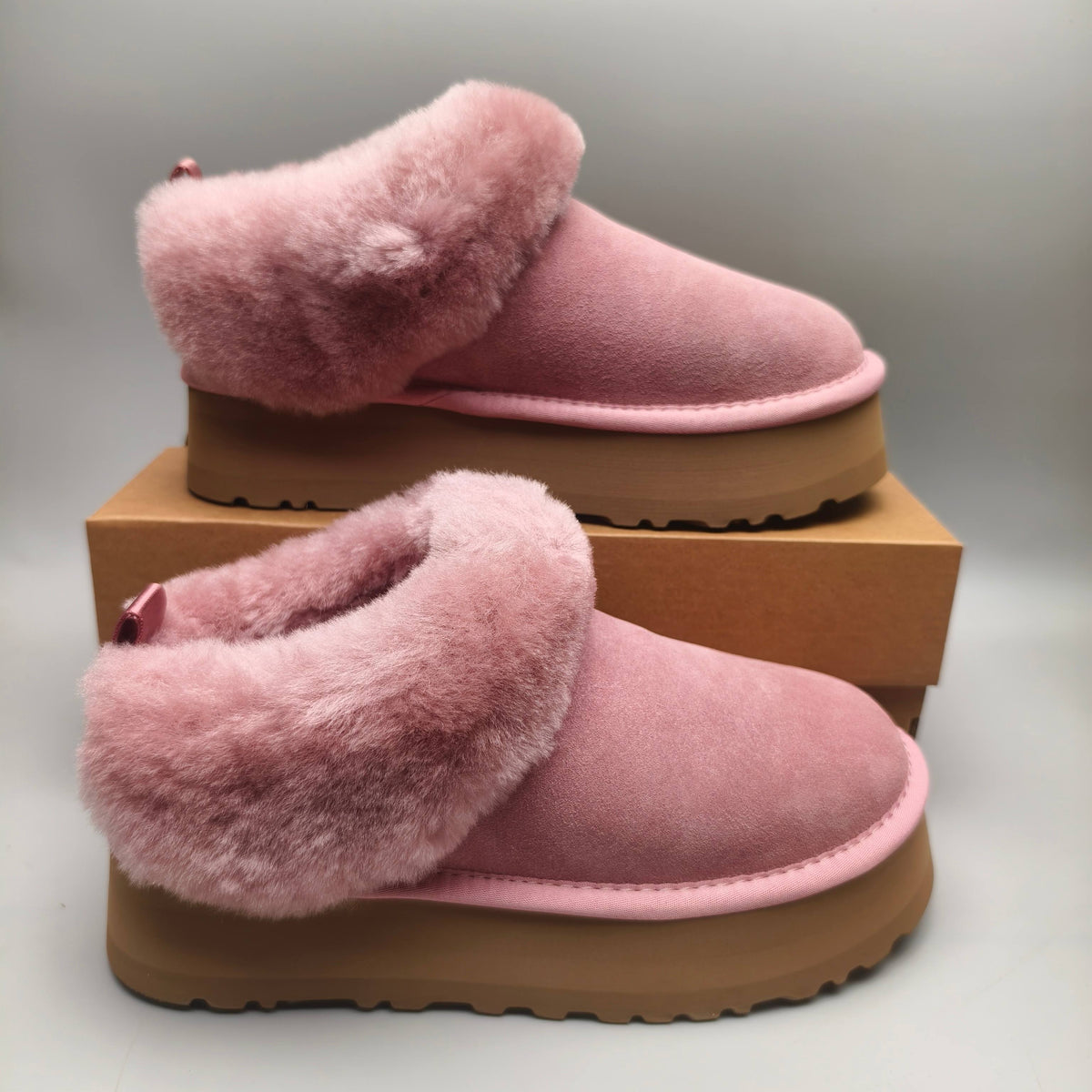 1393 Pink Suede-Effect Platform Slip-On Shoes