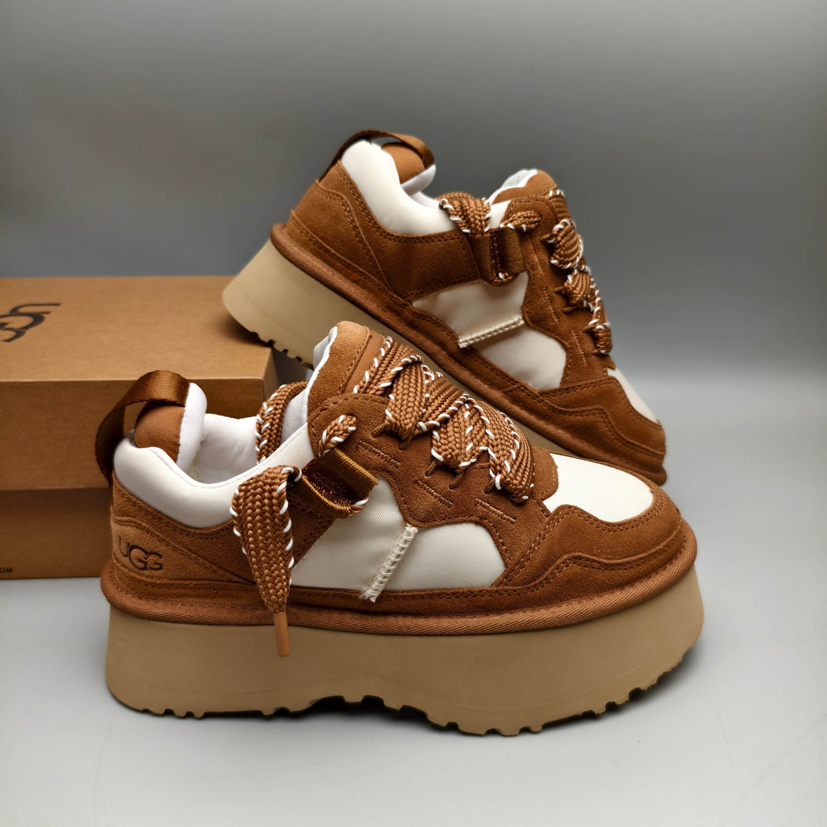 1541 Chestnut Chunky Platform Lace-Up Sneakers