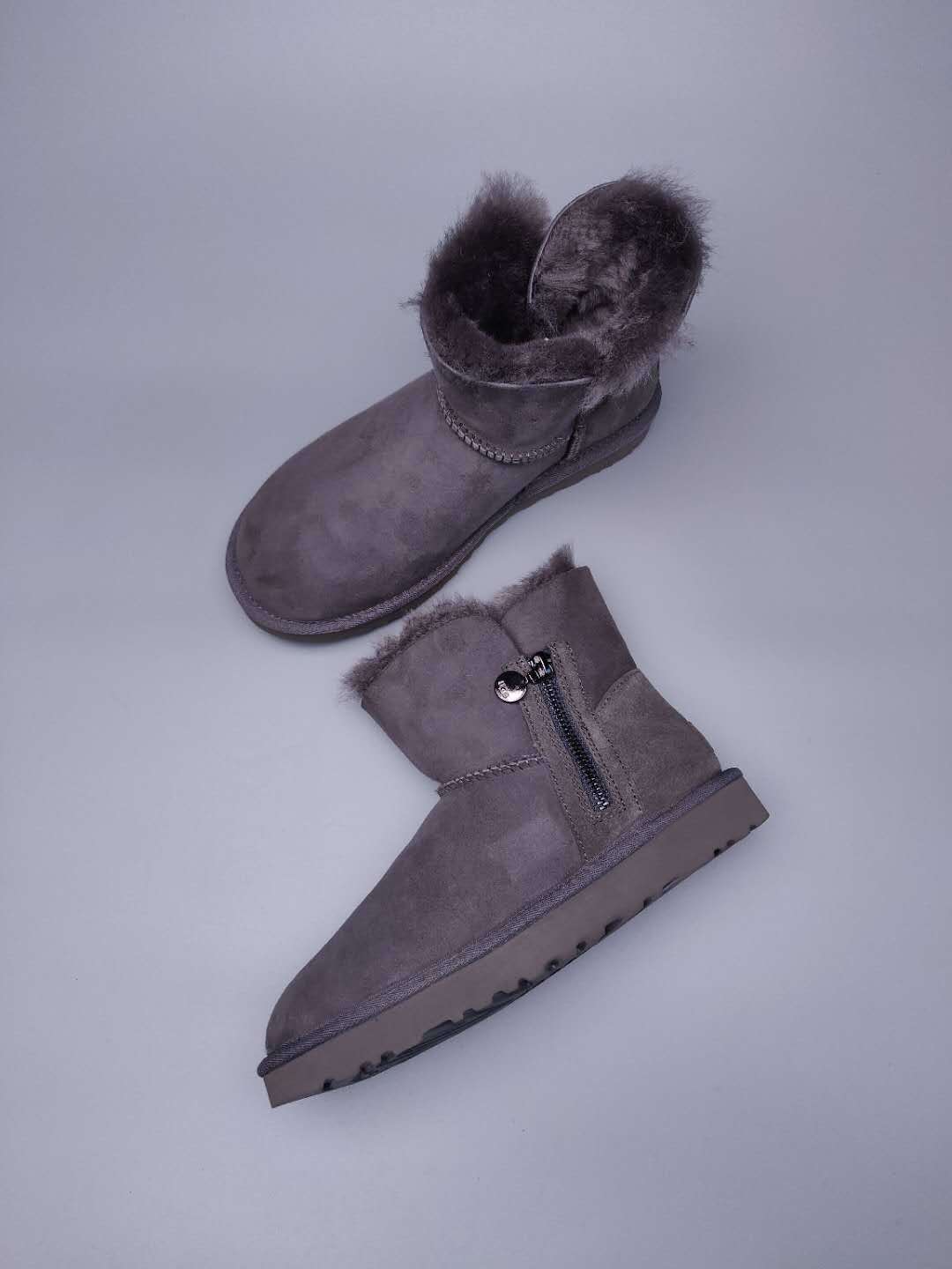 2481 Grey Side-Zip Ankle Boots