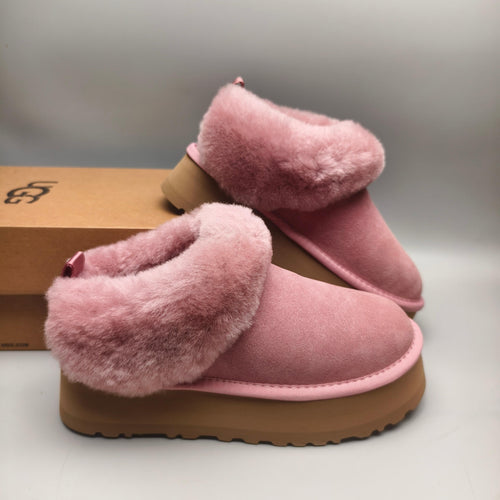 1393 Pink Suede-Effect Platform Slip-On Shoes