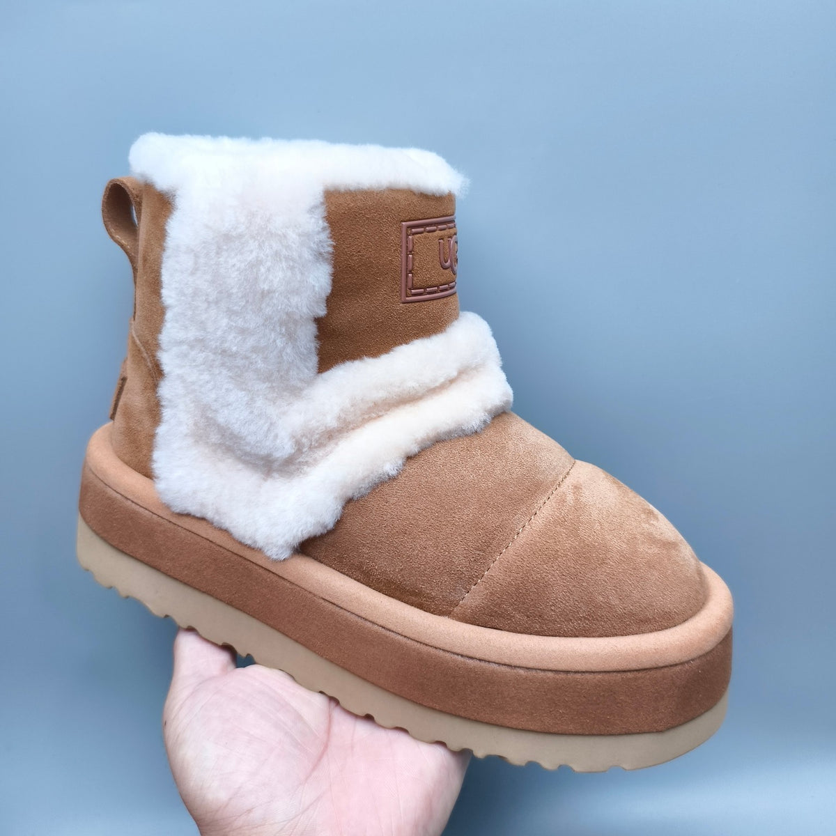 3316 Chestnut Caterpillar-Inspired Platform Mid-Top Casual Shoes