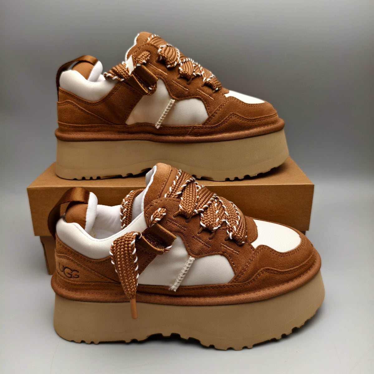 1541 Chestnut Chunky Platform Lace-Up Sneakers