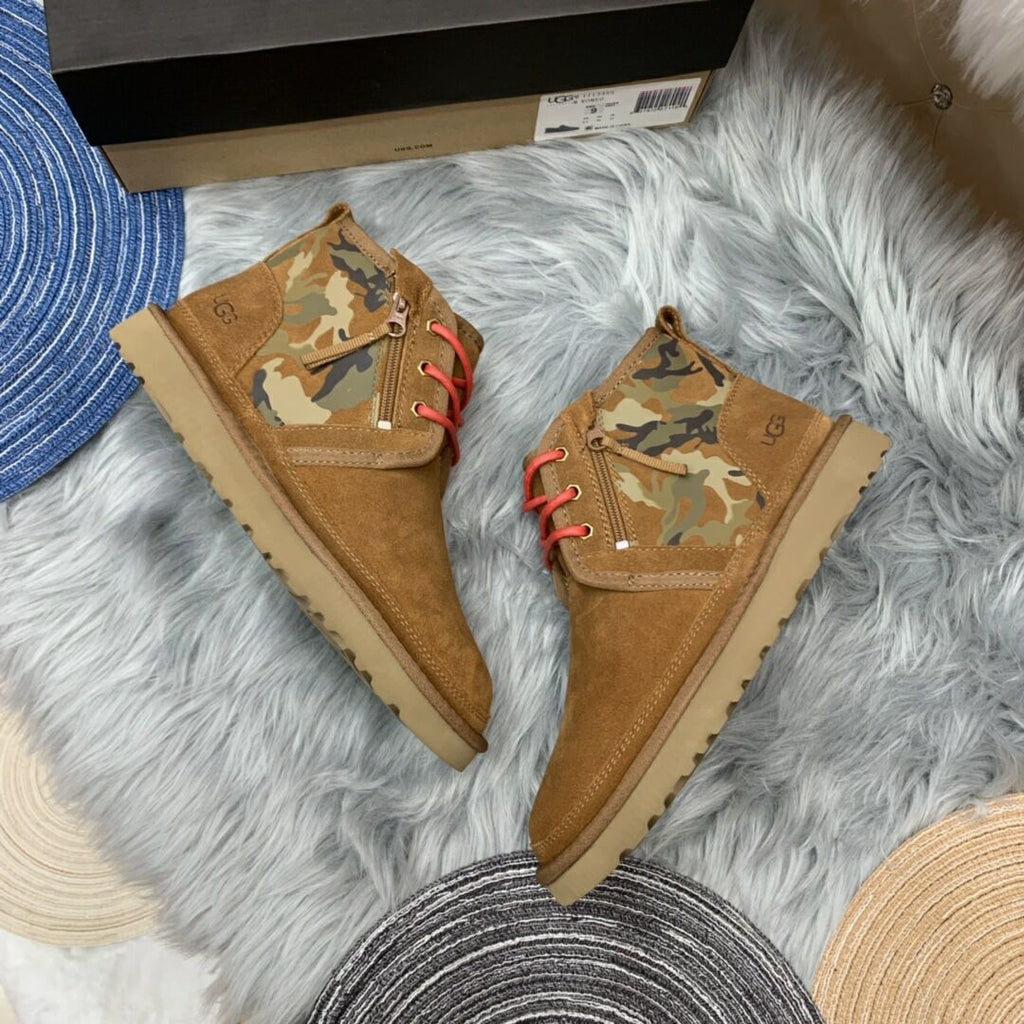 4193 Chestnut Men's Color-Block Camouflage Shoes