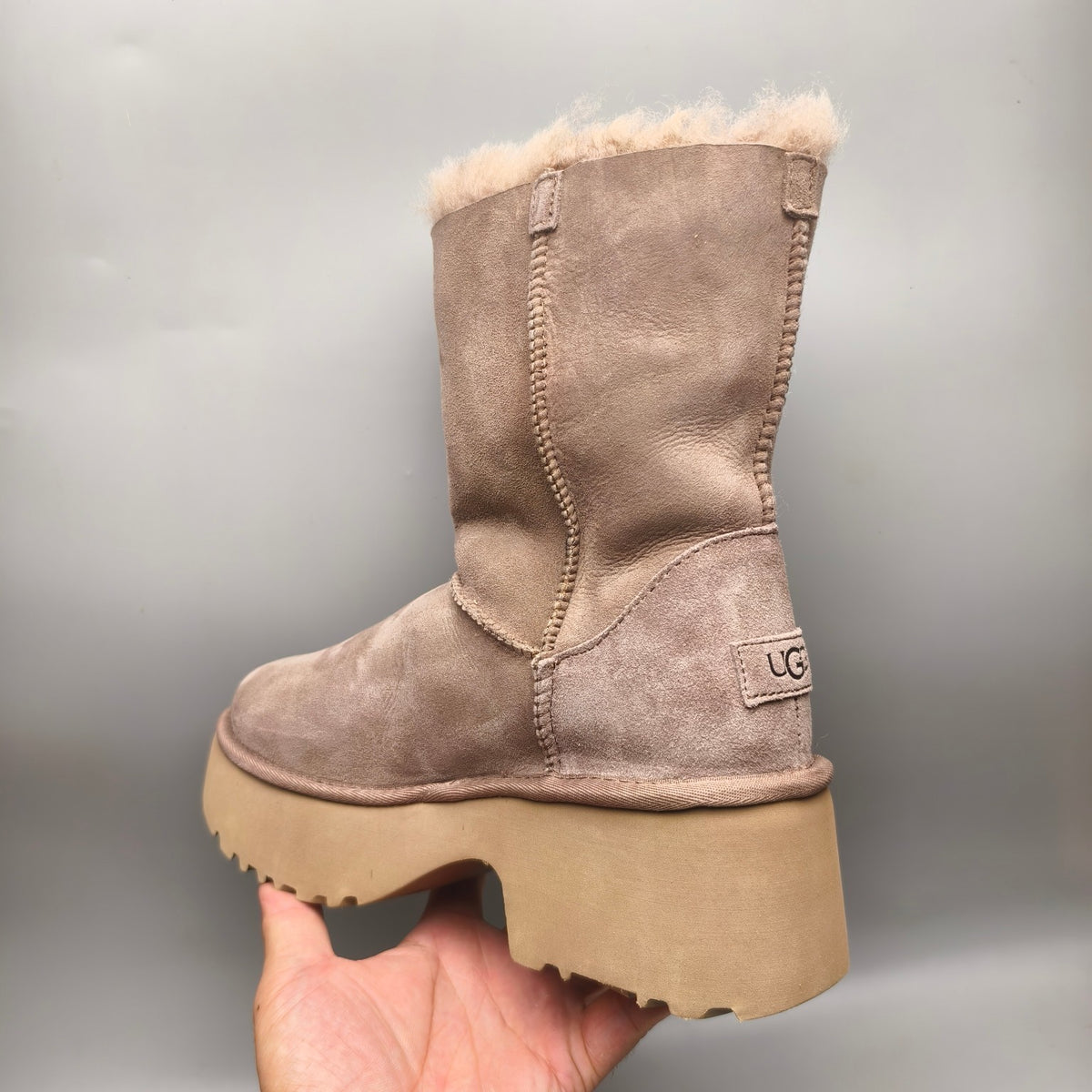 1533 Walnut Brown Women's Platform Wedge Mid-Calf Boots
