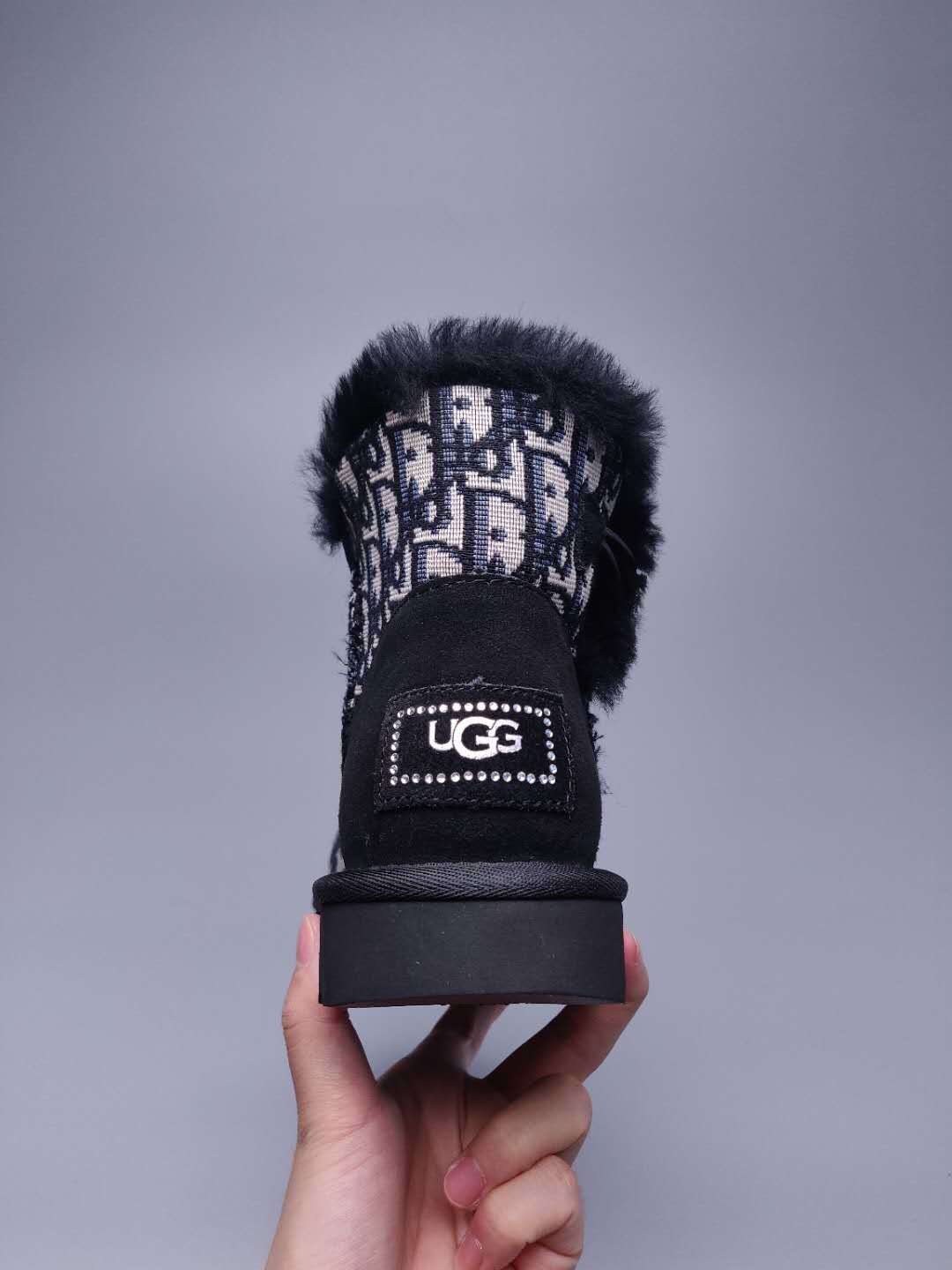 6554 Black Fabric-Texture Shoes