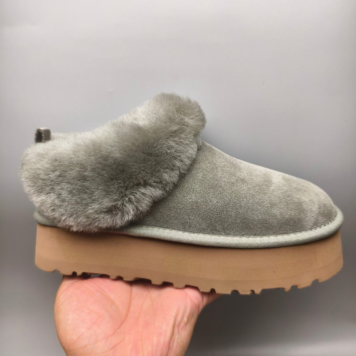 1393 Green Suede-Effect Platform Slip-On Shoes