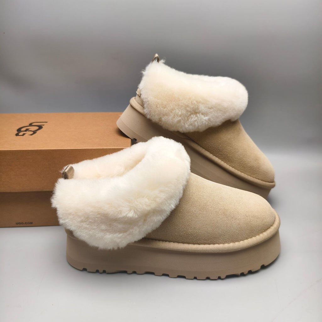 1393 Sand Suede-Effect Platform Slip-On Shoes