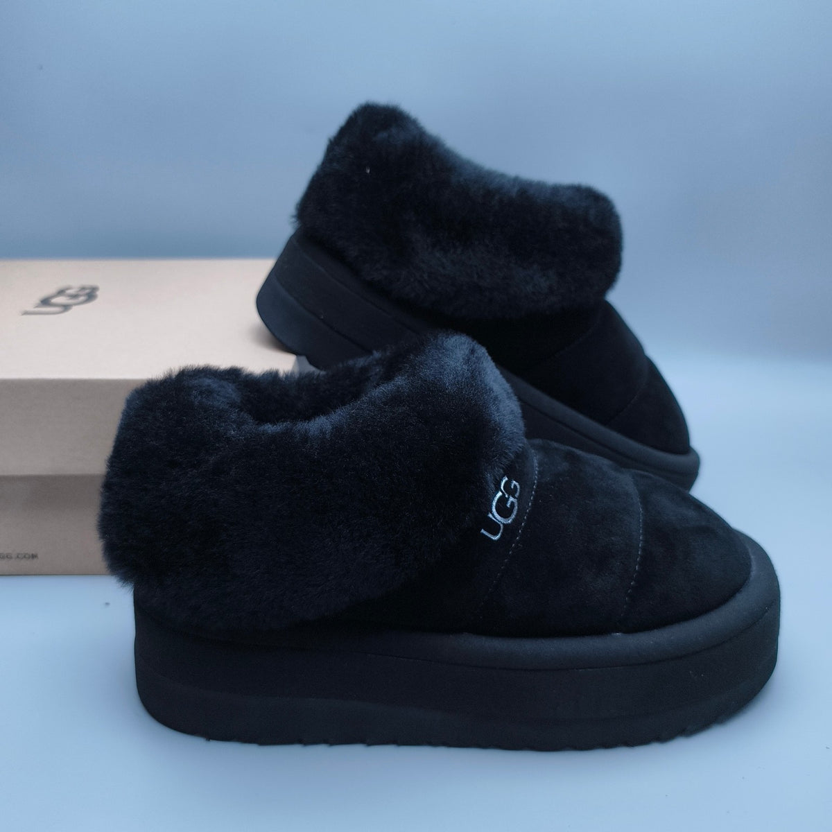 6390 Black Platform Slip-On Casual Shoes