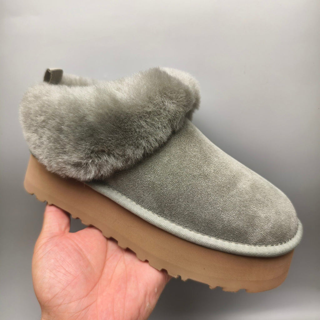 1393 Green Suede-Effect Platform Slip-On Shoes