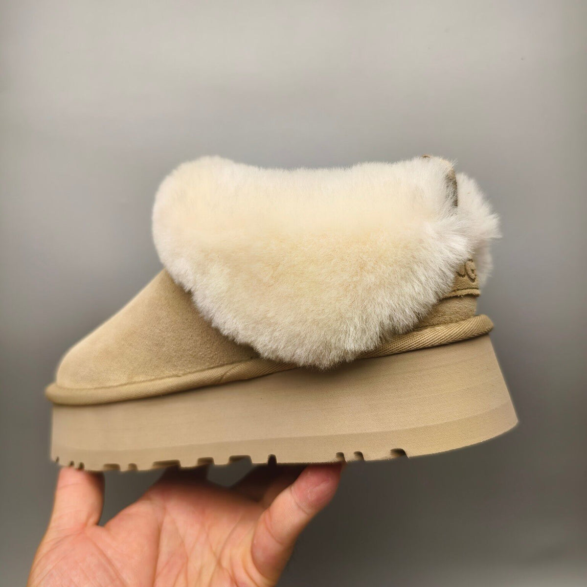 1393 Sand Suede-Effect Platform Slip-On Shoes
