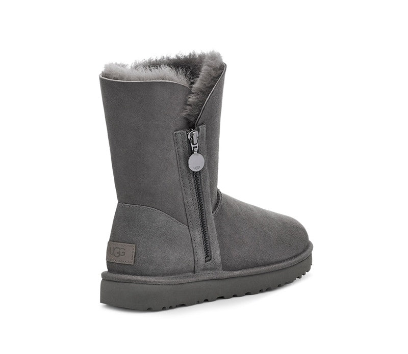 2480 Grey Side-Zip Mid-Calf Boots