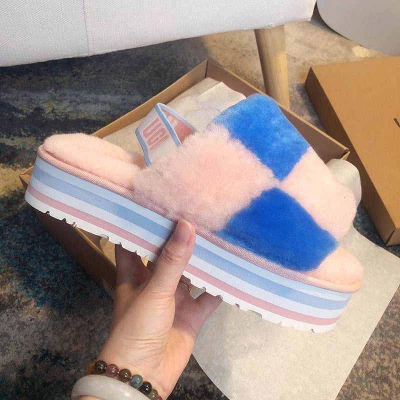 3490 Pink Color-Block Platform Sandals