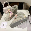 7888 Grey Daisy Chain-and-Ribbon Detail Shoes