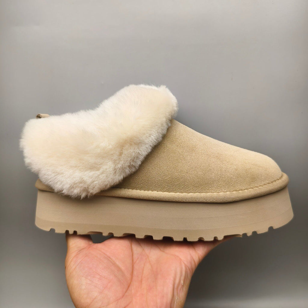 1393 Sand Suede-Effect Platform Slip-On Shoes