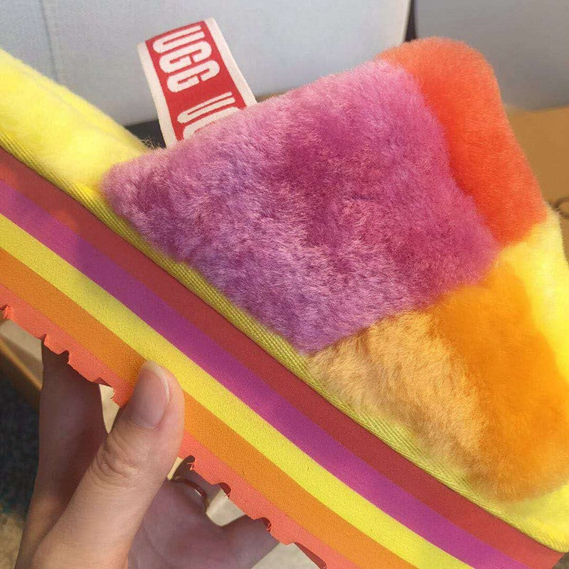 3490 Yellow Color-Block Platform Sandals