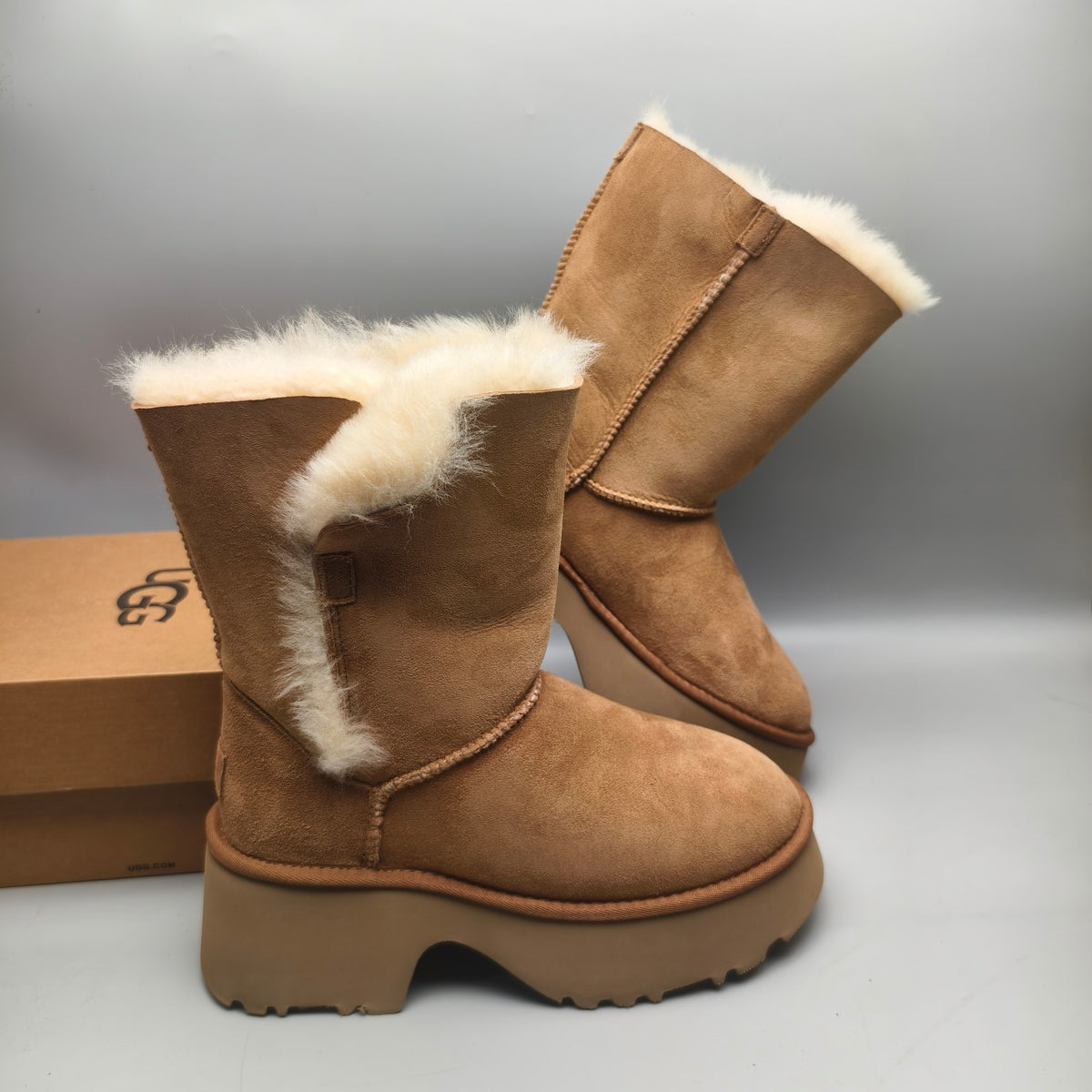 1533 Chestnut Women's Platform Wedge Mid-Calf Boots