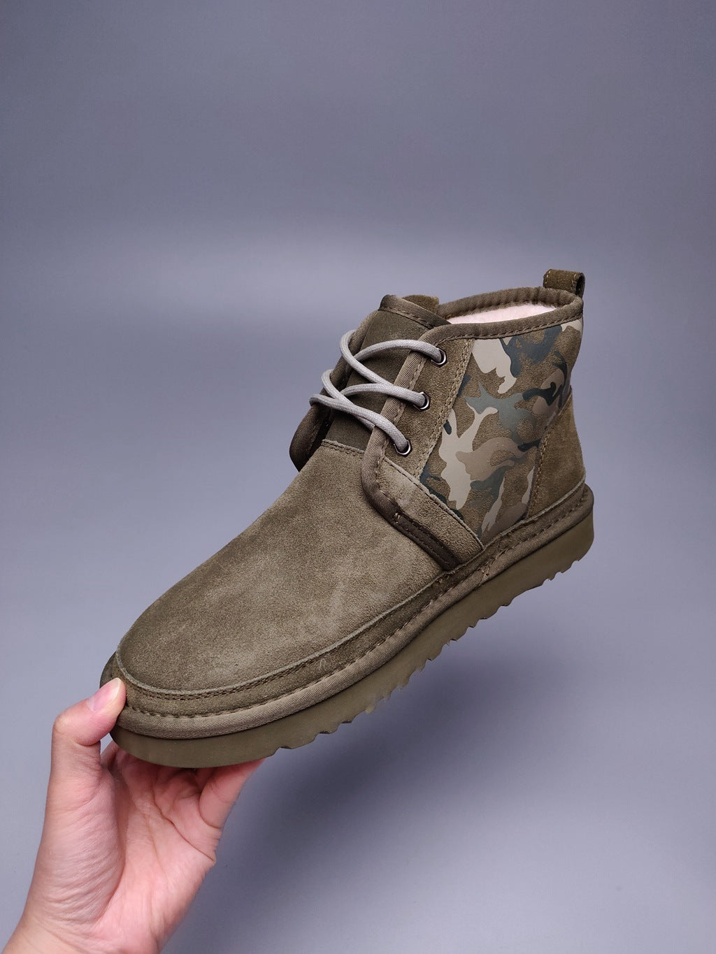 4193 Army Green Men's Color-Block Camouflage Shoes