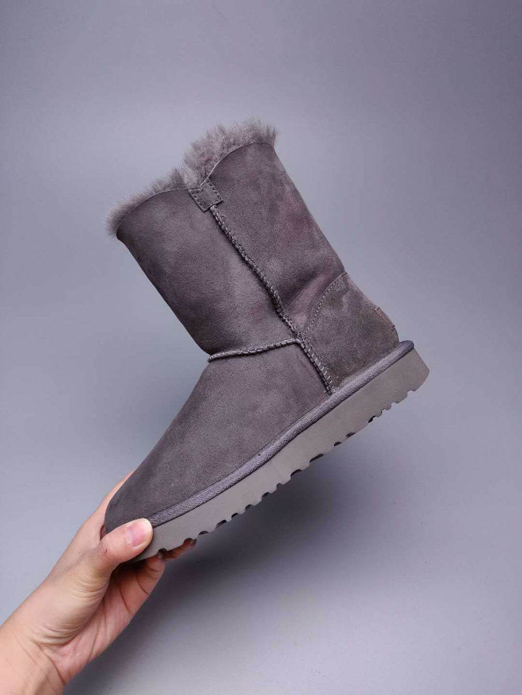 2480 Grey Side-Zip Mid-Calf Boots