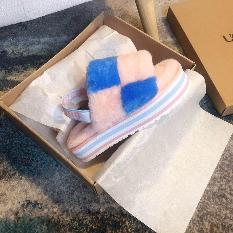 3490 Pink Color-Block Platform Sandals
