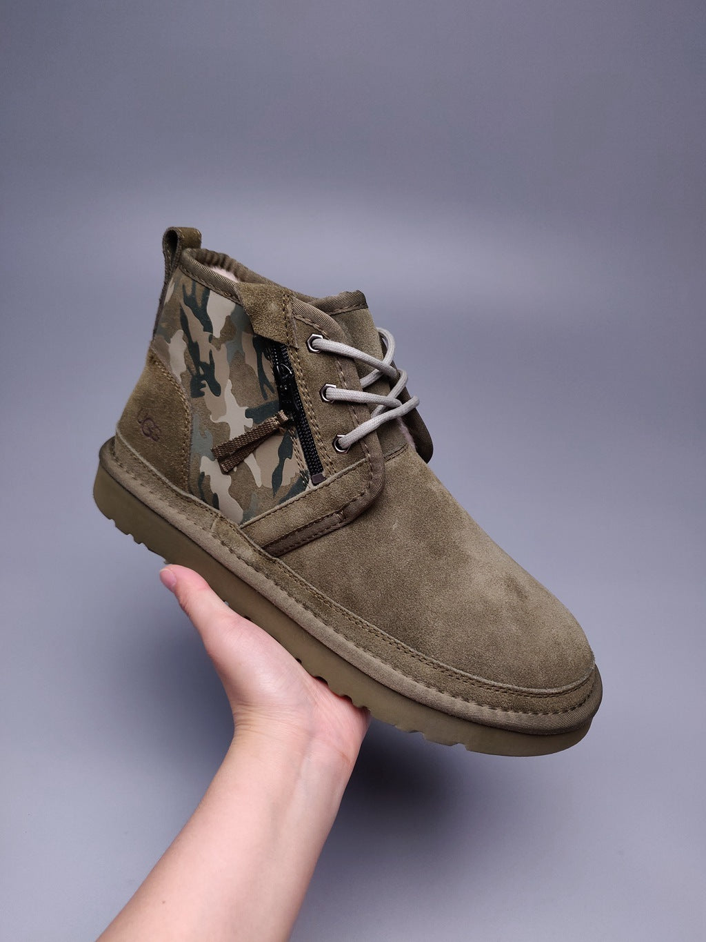 4193 Army Green Men's Color-Block Camouflage Shoes