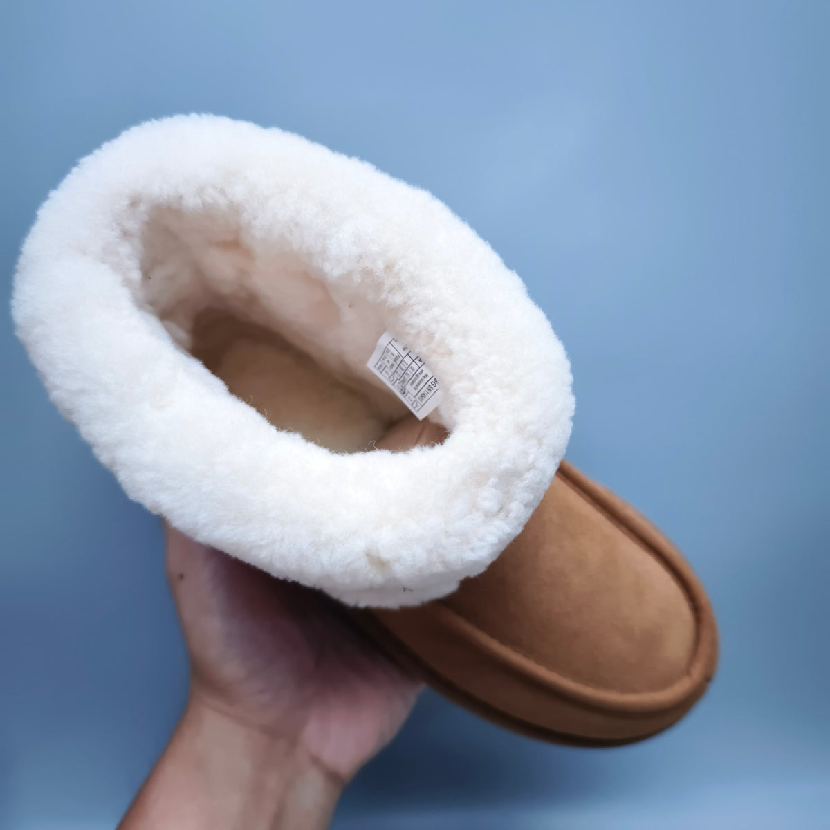 5410 Chestnut Curly Plush Oversized Logo Mid-Top Boots