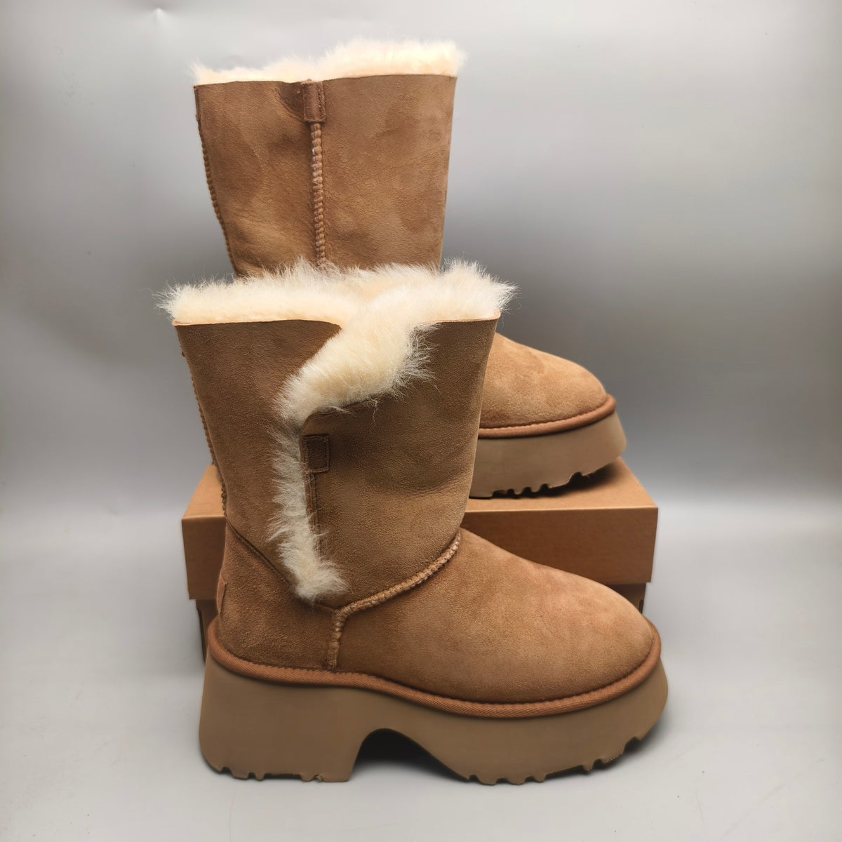 1533 Chestnut Women's Platform Wedge Mid-Calf Boots