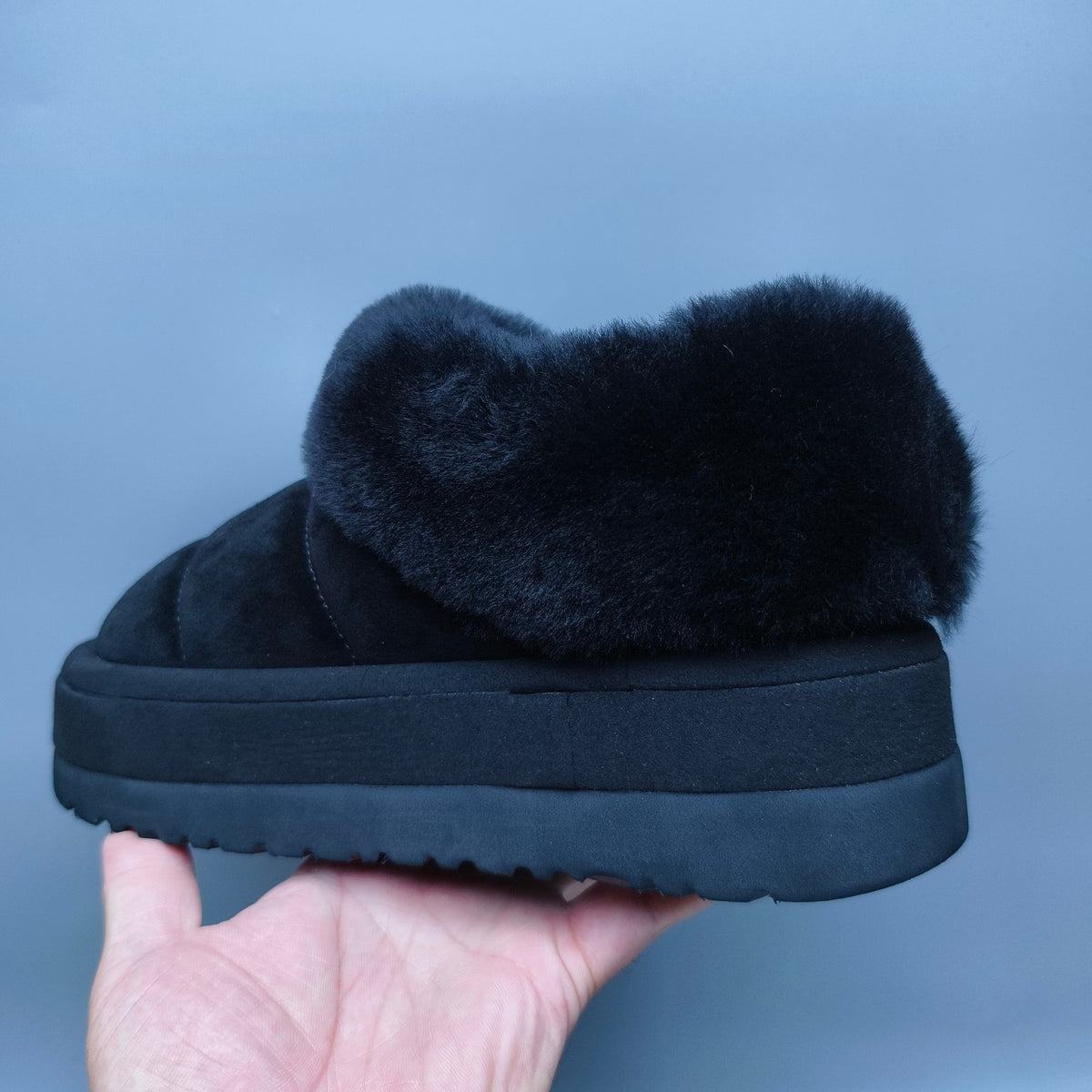 6390 Black Platform Slip-On Casual Shoes