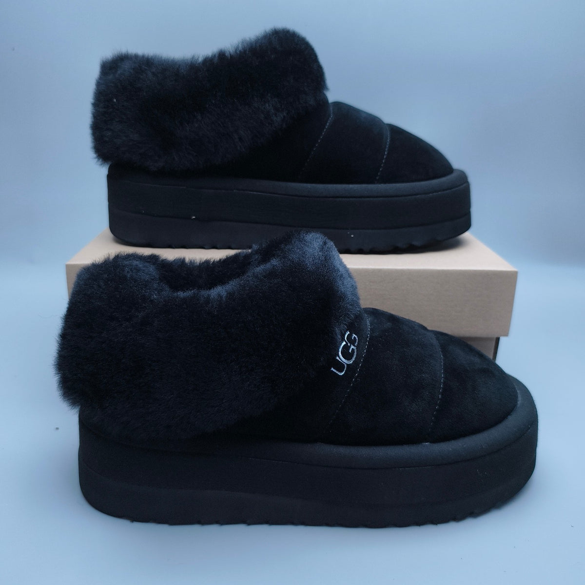 6390 Black Platform Slip-On Casual Shoes