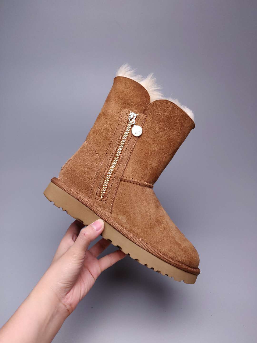 2480 Chestnut Side-Zip Mid-Calf Boots